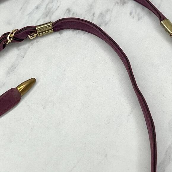 Purple Faux Suede Gold Tone Chain Woven Tie Belt One Size OS - Picture 10 of 12